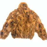 Calvere Furs Men's Fox Bomber Jacket with Full Skin Fox Collar in Whiskey