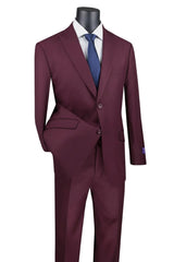 Vinci 2 Piece Modern Fit Suit in Maroon - M2TR