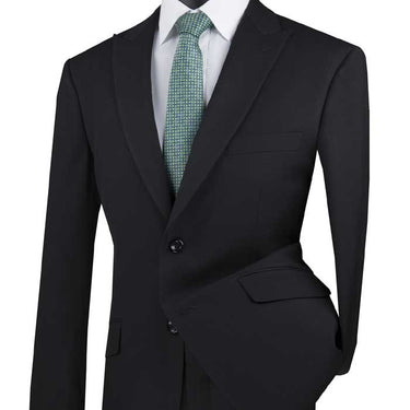 Vinci Black Modern Fit 2 Piece Suit - M2TR