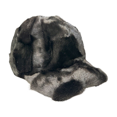 Calvere Furs Men's Diamond Mink Baseball Cap in Black