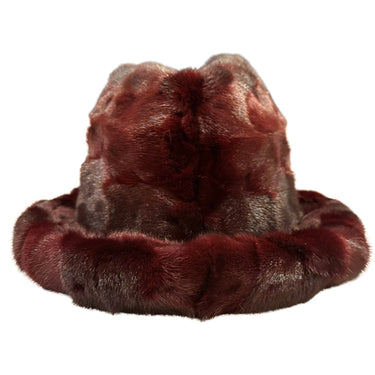Calvere Furs Men's Diamond Mink Fedora Hat in Burgundy