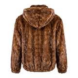 Calvere Furs Men's Diamond Mink Jacket with Detachable Hood in Whiskey