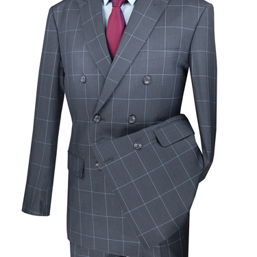 Vinci Gray Modern Fit Double Breasted Suit - MDW-1