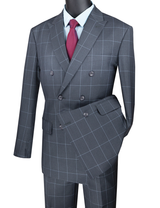 Vinci Double Breasted Modern Fit Suit in Gray - MDW-1