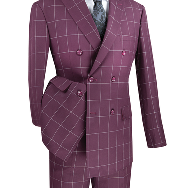 Vinci Wine Modern Fit Double Breasted Suit - MDW-1