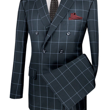 Vinci Black Modern Fit Double Breasted Suit - MDW-1
