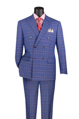 Vinci Double Breasted Modern Fit Suit in Blue - MDW-2