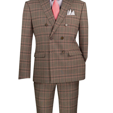 Vinci Brown Modern Fit Double Breasted Suit - MDW-2