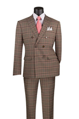 Vinci Brown Modern Fit Double Breasted Suit - MDW-2