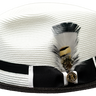 Bruno Capelo Main Street Two-Tone Straw Snap Brim Fedora in White Black