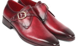 Paul Parkman Men's Single Monkstrap Leather Dress Shoes in Burgundy in Burgundy