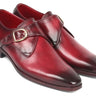 Paul Parkman Men's Single Monkstrap Leather Dress Shoes in Burgundy in Burgundy