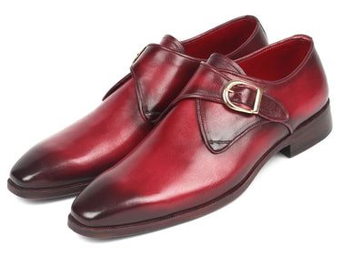 Paul Parkman Men's Single Monkstrap Leather Dress Shoes in Burgundy