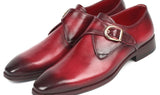 Paul Parkman Men's Single Monkstrap Leather Dress Shoes in Burgundy