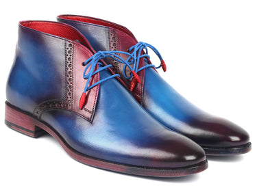 Paul Parkman Men's Leather Chukka Boots in Blue & Purple in Blue & Purple