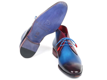 Paul Parkman Men's Leather Chukka Boots in Blue & Purple