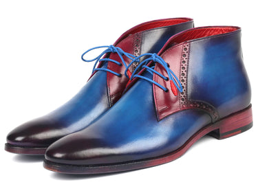 Paul Parkman Men's Leather Chukka Boots in Blue & Purple