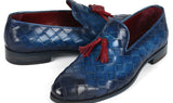 Paul Parkman Men's Big Braided Tassel Loafers Blue
