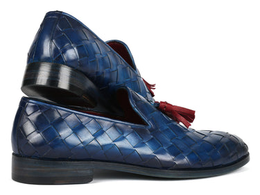 Paul Parkman Men's Big Braided Tassel Loafers Blue