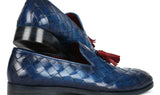 Paul Parkman Men's Big Braided Tassel Loafers Blue