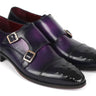 Paul Parkman Men's Studded Cap Toe Monkstraps Purple