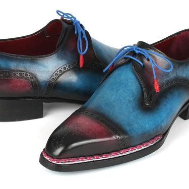 Paul Parkman Norwegian Welted Cap Toe Derby Shoes Blue / Purple in #color_