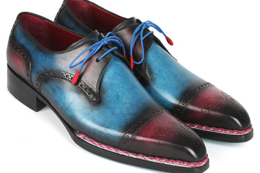 Paul Parkman Norwegian Welted Cap Toe Derby Shoes Blue / Purple