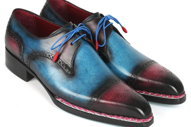 Paul Parkman Norwegian Welted Cap Toe Derby Shoes Blue / Purple