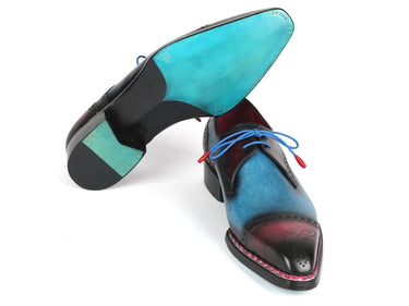 Paul Parkman Norwegian Welted Cap Toe Derby Shoes Blue / Purple