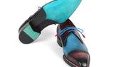 Paul Parkman Norwegian Welted Cap Toe Derby Shoes Blue / Purple