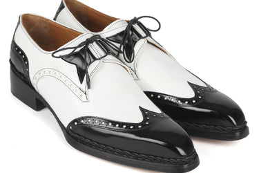 Paul Parkman Norwegian Welted Wingtip Men's Dress Shoes Black / White
