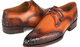 Paul Parkman Goodyear Welted Wingtip Derby Shoes Olive / Tan