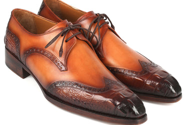 Paul Parkman Goodyear Welted Wingtip Derby Shoes Olive / Tan