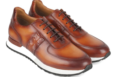 Paul Parkman Men's Brown Hand-Painted Sneakers