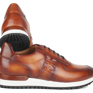 Paul Parkman Men's Brown Hand-Painted Sneakers in #color_