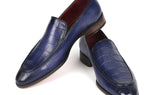 Paul Parkman Croco Textured Leather Loafer Blue