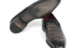 Paul Parkman Gray Crocodile Embossed Calfskin Loafers