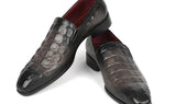 Paul Parkman Gray Crocodile Embossed Calfskin Loafers