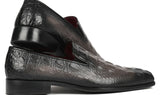 Paul Parkman Gray Crocodile Embossed Calfskin Loafers