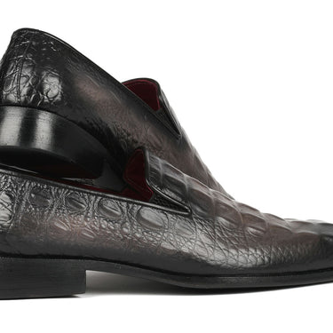 Paul Parkman Gray Crocodile Embossed Calfskin Loafers in #color_