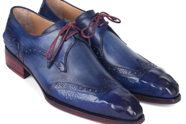 Paul Parkman Goodyear Welted Wingtip Derby Shoes Blue & Navy