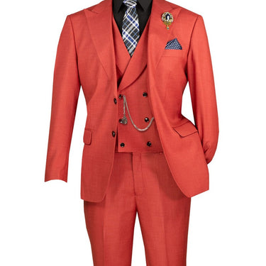 Vinci Brick Red Modern Fit 3 Piece Suit - MV2K-2