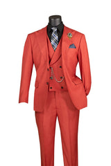 Vinci Brick Red Modern Fit 3 Piece Suit - MV2K-2