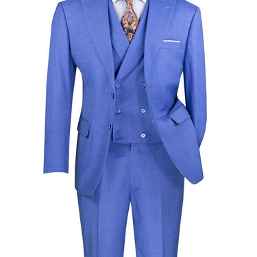 Vinci French Blue Modern Fit 3 Piece Suit - MV2K-2
