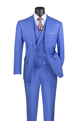 Vinci 3 Piece Modern Fit Suit in French Blue - MV2K-2