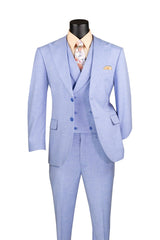 Vinci 3 Piece Modern Fit Suit in Light Blue - MV2K-2
