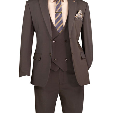 Vinci Brown Modern Fit 3 Piece Suit - MV2K-3