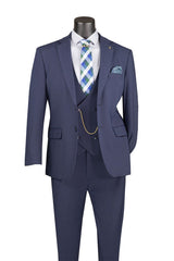 Vinci Navy Modern Fit 3 Piece Suit - MV2K-3