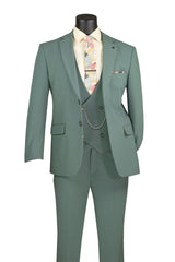 Vinci 3 Piece Modern Fit Suit in Sage - MV2K-3