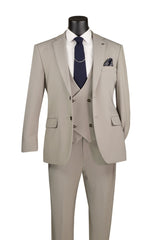 Vinci 3 Piece Modern Fit Suit in Tan - MV2K-3